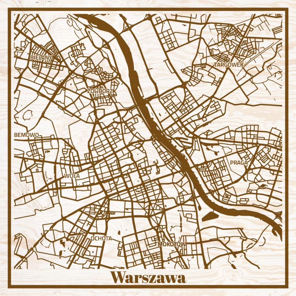 Brązowa mapa warszawy